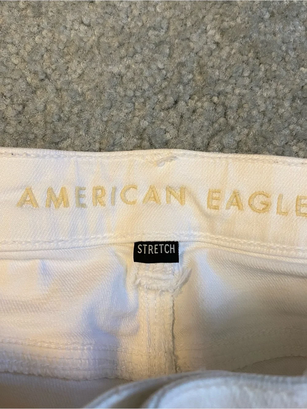 American Eagle Mom Straight Jean White Distressed Stretch Womens 6